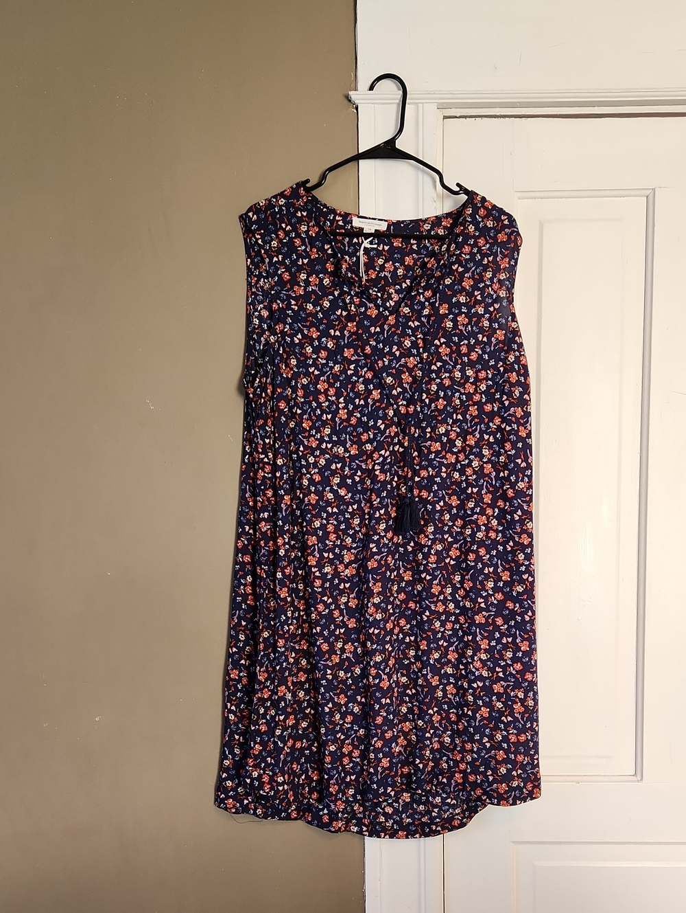 beachlunchlounge Navy Floral Shift Dress with Coral & White Blooms